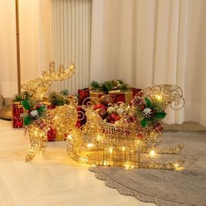 크리스마스 LED 사슴 썰매 대형 장식 세트 글리터 40cm 소품 용품 데코 루돌프 파티 꾸미기 카페 매장 로비