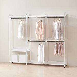 동서가구 디넬 시스템행거 철제 조립식 2400 드레스룸 1단+2단 행거 세트 DF924843