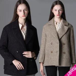 르오트 울 블렌디드 헤링본 더블버튼 울코트