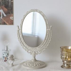 클래식 엔틱 공주 양면 탁상거울(타원형) 소품 인테리어 촬영 레이스 화장대 빈티지