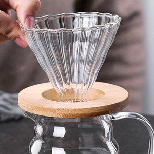 [제이큐]우드홀더 유리 커피 드리퍼 카페 분위기를 내어보자 커피추출