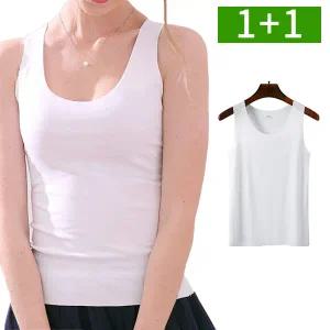 [1개+1개] 여성 나시티 봄 여름 쿨티 빅사이즈 스판 기본 무지 런닝 냉감 여자나시 XL~4XL