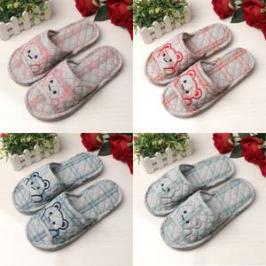 포근베어 층간소음방지 푹신한 쿠션 면 슬리퍼 발편한 학교 교사 사무실 천 실내화 실내용 거실화 커플