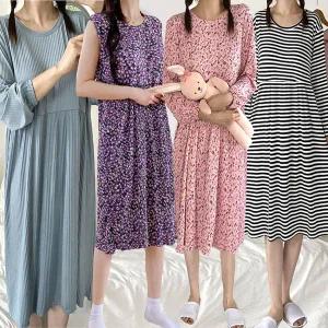 플라워원피스/긴팔원피스/꽃무늬/가을/간절기/나시/민소매/꽃나염/캉캉/주름/프릴/무지/민무늬/냉감/수면잠옷/맥시/박시/빅사이즈/파자마/오버핏/루즈핏/촌캉스