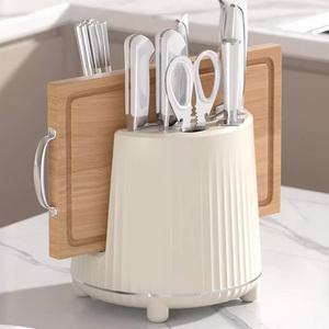 수저통 물빠짐 다용도 수저 꽂이 정리함 360도회전 주방 칼 도마 조리도구 보관함