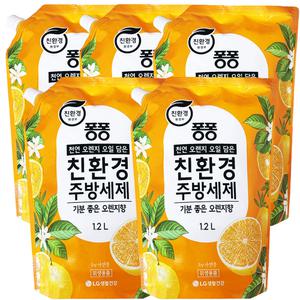 엘지생활건강 퐁퐁 오렌지향 친환경 주방세제 리필 1.2L 5개