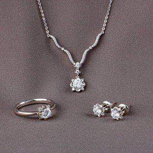 [샤밍주얼리]3부 다이아 세트 랩 GIA IGI 연꽃 목걸이 귀걸이 반지 예물 기념일 생신 환갑 선물