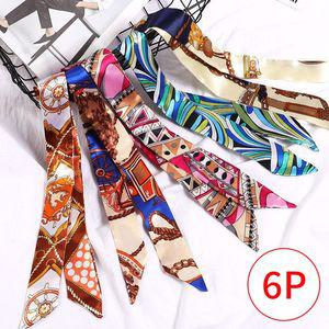 여성 쁘띠 반다나 리본 고급 스카프 6개