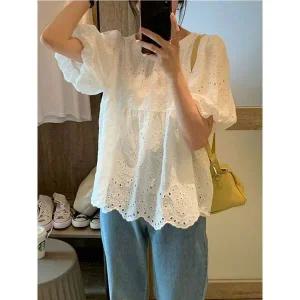 [하프클럽/]루카펀칭레이스블라우스