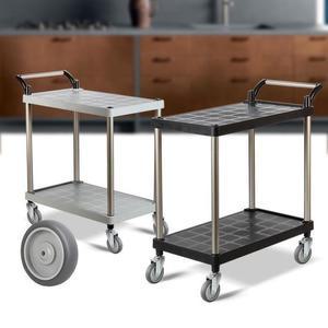 [RG180NQ4]플라스틱 PP 2단 중 회색바퀴 웨건 주방카트