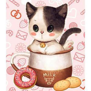 [RG59061R]티컵 고양이 1 패브릭 5D 보석십자수 30x35