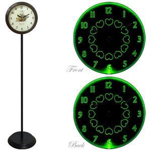 [RG93P023]GB6804 무소음 LED 그린 양면 스탠드시계 블랙