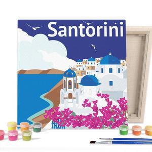 [RGKMR4O9]페인팅 캔버스 랜드마크 산토리니사랑의바다
