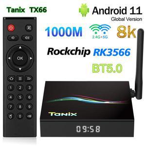 Tanix 오리지널 TV 박스 안드로이드 11.0 RK3566 4GB 32GB 1000M LAN H.265 1 BT5.0 2.4G 5G 와이파이 8K H