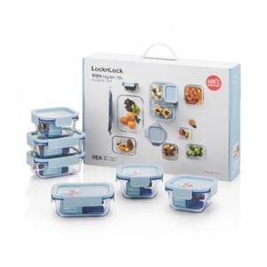 락앤락 더클리어 안심 내열 유리 밀폐용기 선물세트 6종 (직사각3, 정사각3) LNG205S6