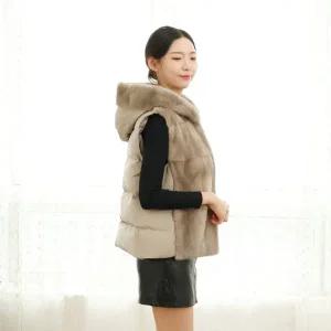 [우진모피](WJ) 코펜하겐퍼 휘메일풀스킨 구스다운 밍크베스트 GD40 국내생산 본사직영