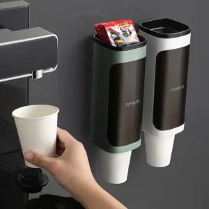 벽무타공 선반형 먼지방지 모던 종이컵 디스펜서 1구/일회용컵/보관/수납/정리/1회용컵/벽면/사무실/탕비실