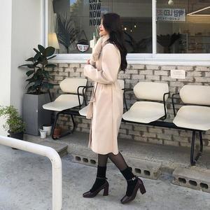 JK1313K8A-브로텔 울 노카라 코트 스트랩