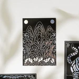 자개 스크래치 페이퍼 우리나라 전통 민화 만들기 세트 일월오봉도 호일 아트 키트 포일 취미 미술 재료