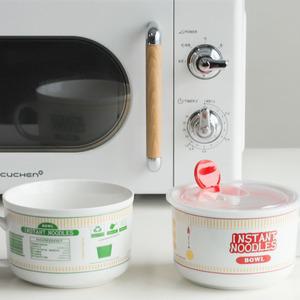 손잡이 라면기 도자기 라면그릇 뚜껑 사발 머그형 1L 전자레인지