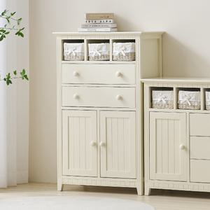 밀키웨이 아쿠아 원목도장 라탄 하이 수납장