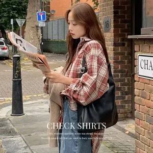 핫핑 [가을무드] 턴오프 포켓 체크 루즈핏 긴팔셔츠