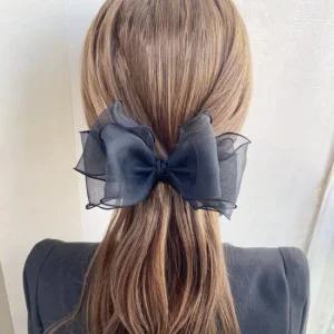 꼬불리본 왕리본 헤어핀 머리핀 깔끔한블랙핀 10cm 자동핀(A5653