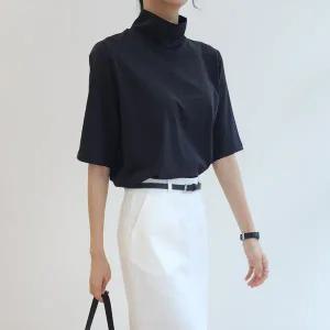 [하프클럽/]1238 원단좋은 반목 5부 루즈핏 반팔 폴라티 / 모크넥 하이넥 반폴