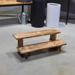 원목 우드 2단 계단 화분받침대 (중) 60x21 cm