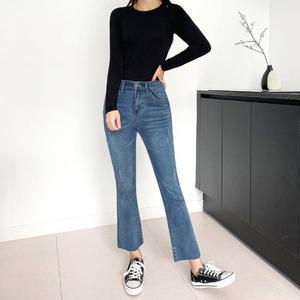 여자 세미 슬림 9부 청바지 데님팬츠