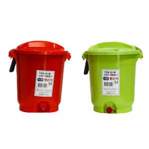 성중 업소용 가정용 식당용 배출구 더죤 짤순이 음식물 쓰레기통 휴지통 주황 연두 5L