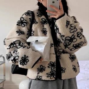 민트초코-꽃양털jp/리버시블/양면 점퍼/플리스