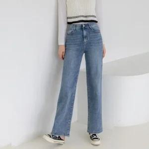 지기핏 트랜디 블루 울트라스판 와이드 여성청바지 S-3XL