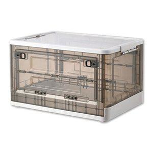 오픈형 폴딩박스 리빙박스 투명 옷정리함 옷장 펜트리 다용도 수납함 다크 대형