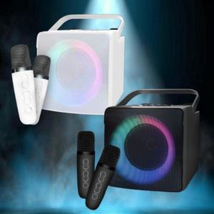 지와이 CUBE LED 블루투스 스피커 충전식 휴대용 노래방세트 무선마이크2개 캠핑 레져 야외용