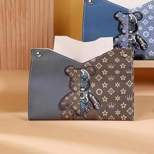 [BZI1I4M2_51CP]사각 가죽 각티슈 케이스 디스펜서 브라운