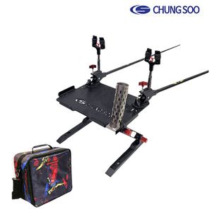 청수레져 블랙 칸 양어장용 받침틀 세트 민물낚시 일체형 받침틀 2단 3단