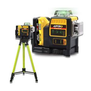 주피터 18V 충전 레이저 레벨기 측정기 수직 12라인 삼각대 1세트 그린 수평 바닥