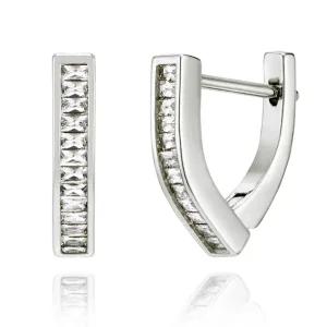 [가이거] 큐빅 트라이앵글 원터치 실버 귀걸이 GISVEE111