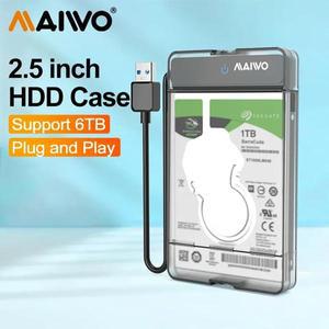 MAIWO 2.5인치 HDD 인클로저 SATA to USB 3.0 Type-C 외장형 하드 드라이브 케이스 5Gbps 속도 SSD 6TB 보