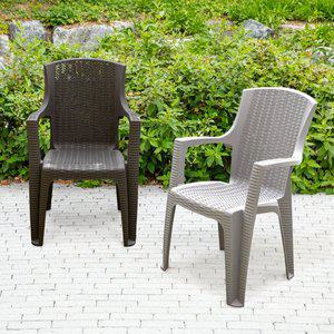 [공간미가구]모니카 라탄 체어 2개 플라스틱 야외 정원 테라스 카페 간이 커피숍 매장 업소 의자