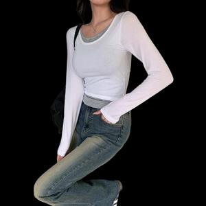 [다잇템] 여성 편한 언발 U넥 코디 긴팔티