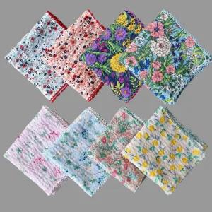 국산 레이스 손수건 쁘띠스카프 아사 면 거즈 에티켓 무릎덮개 목수건 선물 대형 체크 꽃무늬 여성 단체