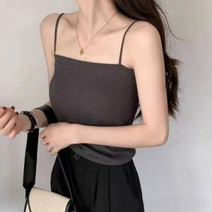 캡내장 여성 캐주얼 끈나시 1P 필수템 골지 슬림 브라