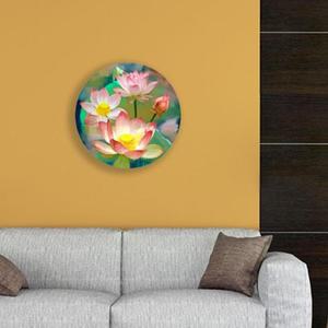 연꽃 연꽃그세련림 캔버스액자 낮 주황 그림드림 원형