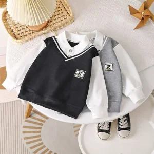 레이어드조끼 남아동 스쿨룩 긴팔 카라맨투맨 205615