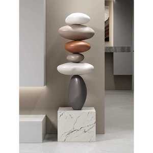 돌장식 조형물 거실 TV 옆 인테리어 오브제 현관 입구 포토존 장식품 Led 무드등