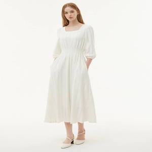 [플라스틱아일랜드]스퀘어넥 스모킹 원피스 PQ3WO802