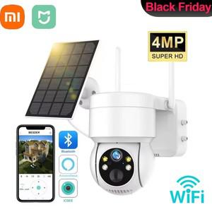 Xiaomi 4MP 카메라 ICSEE 보안 태양광 실외 패널이 있는 WiFi 돔 인간 감지 무선 IP CCTV