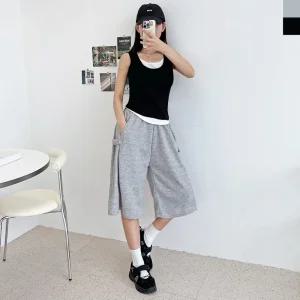 [179st.w]ACC SS1002W 여자 사이드 스냅 버뮤다 벌룬 와이드 반바지